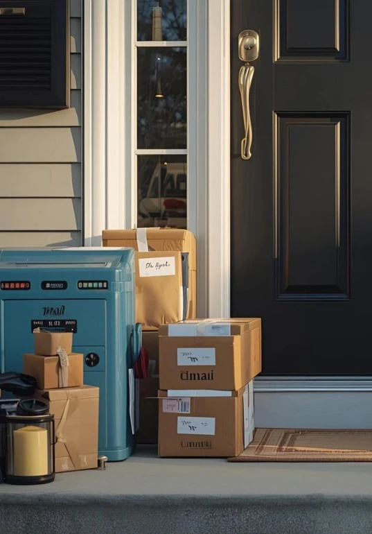 Packages and mail neatly organized on a front porch by Imagine Organizing's concierge service — Concierge Services in Brookhaven